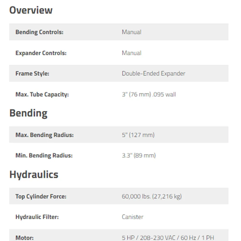 BendPak Blue-Bullet Pipe Bender with B-1 Die Package