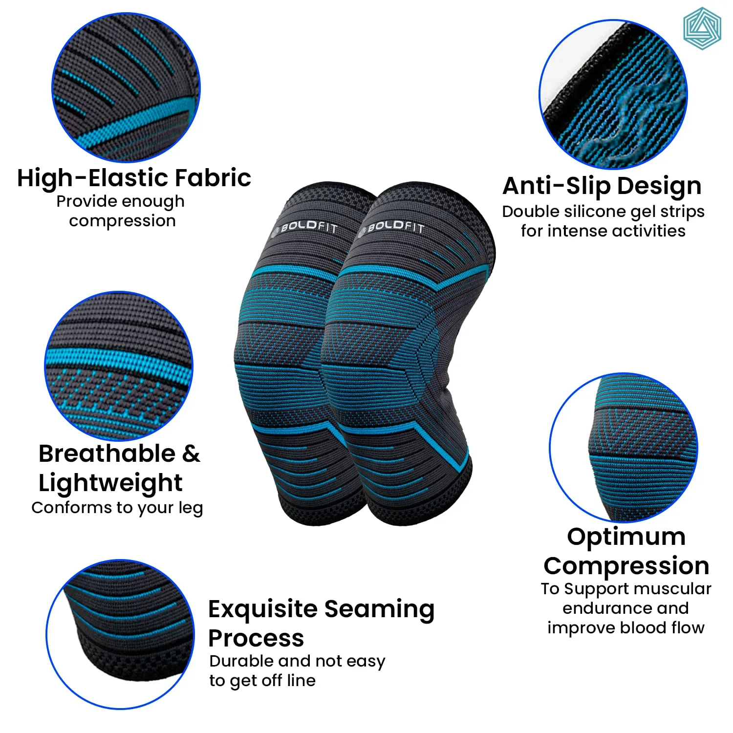 Boldfit Knee Caps For Women & Men Knee Support For Men Gym Knee Cap For Men Knee Pain Relief Products Knee Support For Women Knee Brace For Knee Pain Knee Pad Knee Guard Knee Band Knee Belt - L