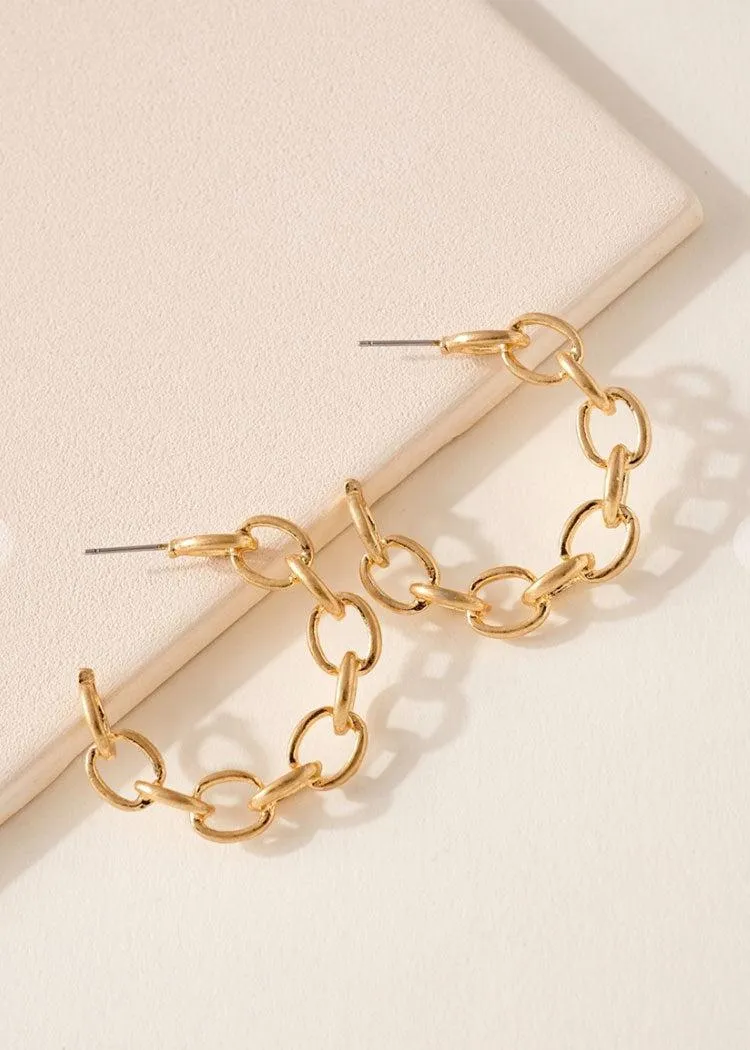 Bronte Chain Hoops - Gold