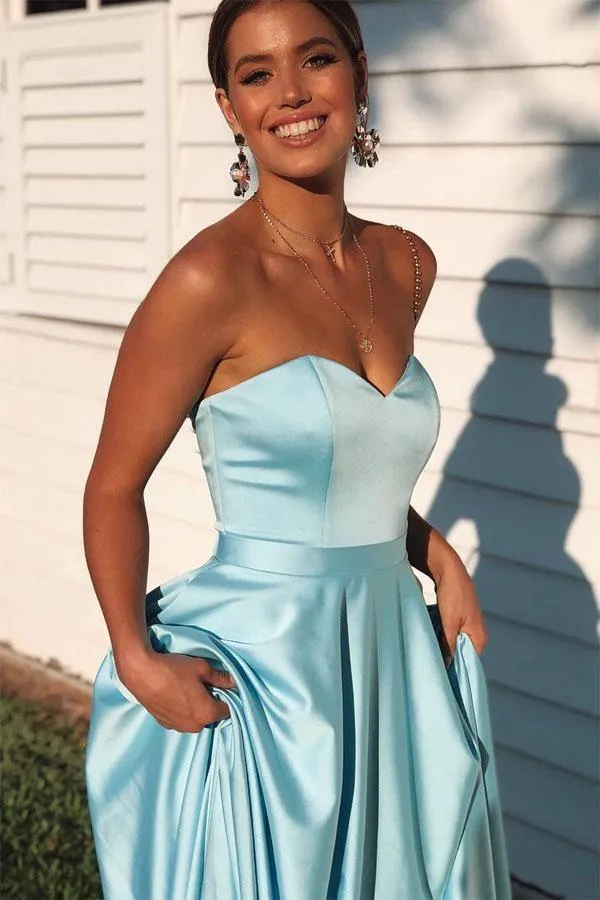 Elegant Sweetheart Lace-Up Back A-Line Ice Blue Prom/Formal Dress PSK121